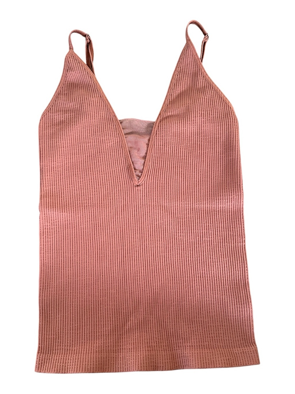 Free People Ribbed V-Neck Cami Tank - Dusty Mauve